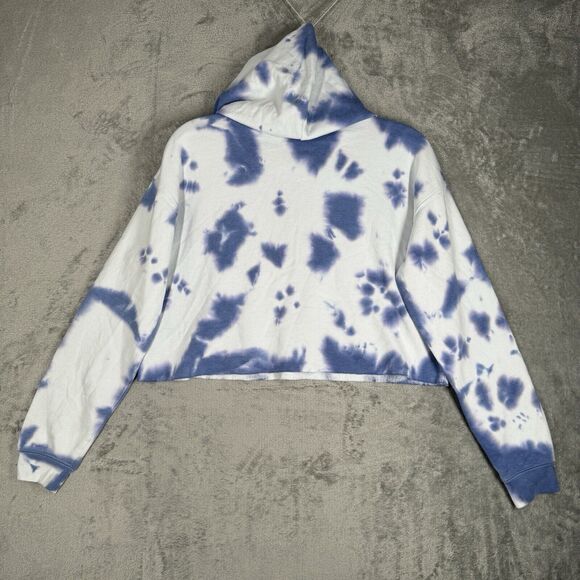 Wild Fable Shirt Women Large Blue White Tie Dye Crop Hoodie Casual Athleisure - Picture 3 of 7
